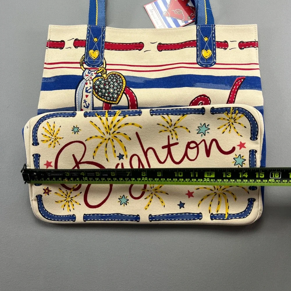 Brighton Striped Love Clear Womens Multicolor Printed Double Handle Tote Bag
